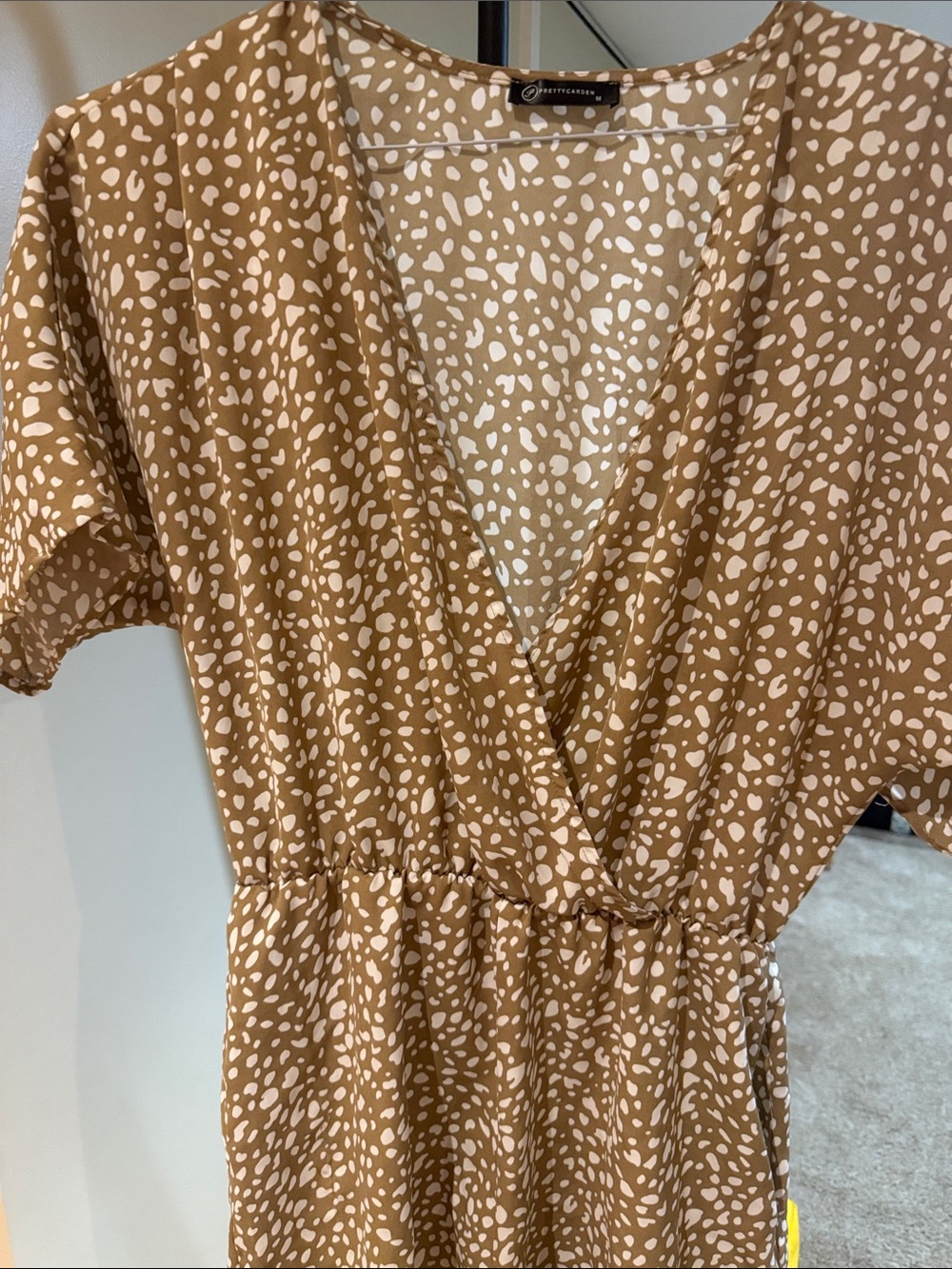 Flutter Sleeve romper Tan with White Spot
